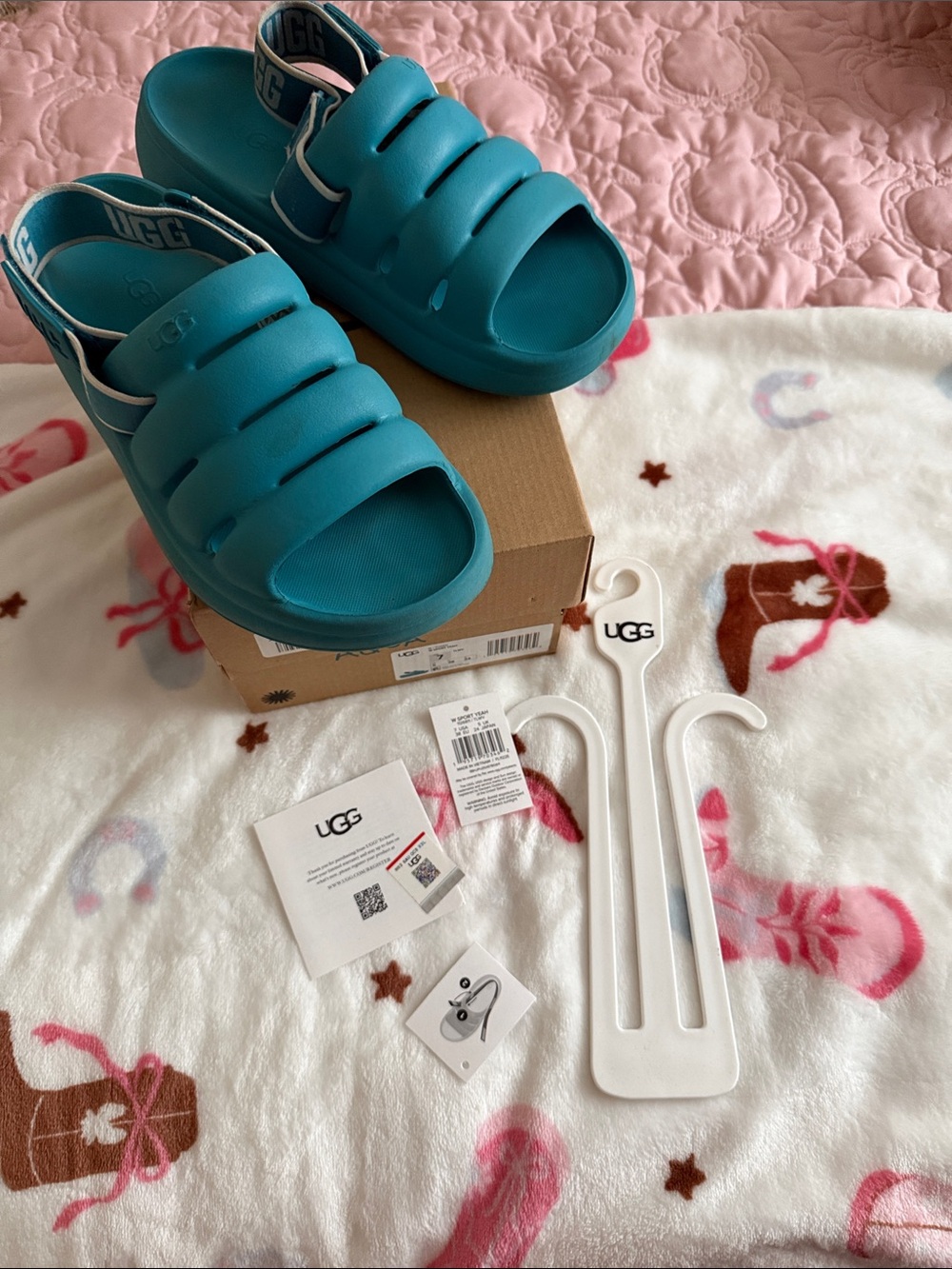 UGG Teal Foam Slide Sandals with Adjustable Heel Strap